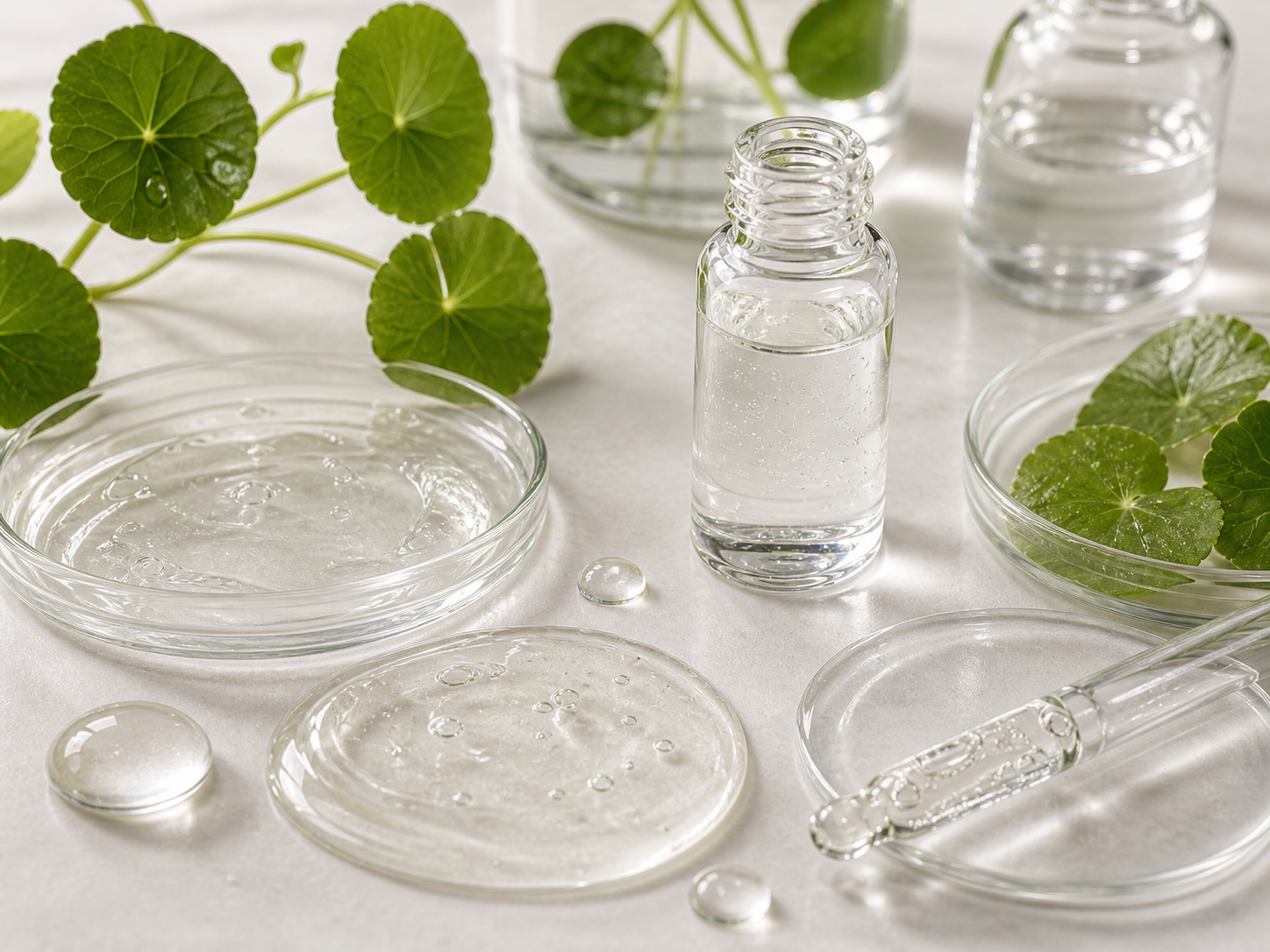 Centella Asiatica / Cica raw cosmetic material with formulation textures