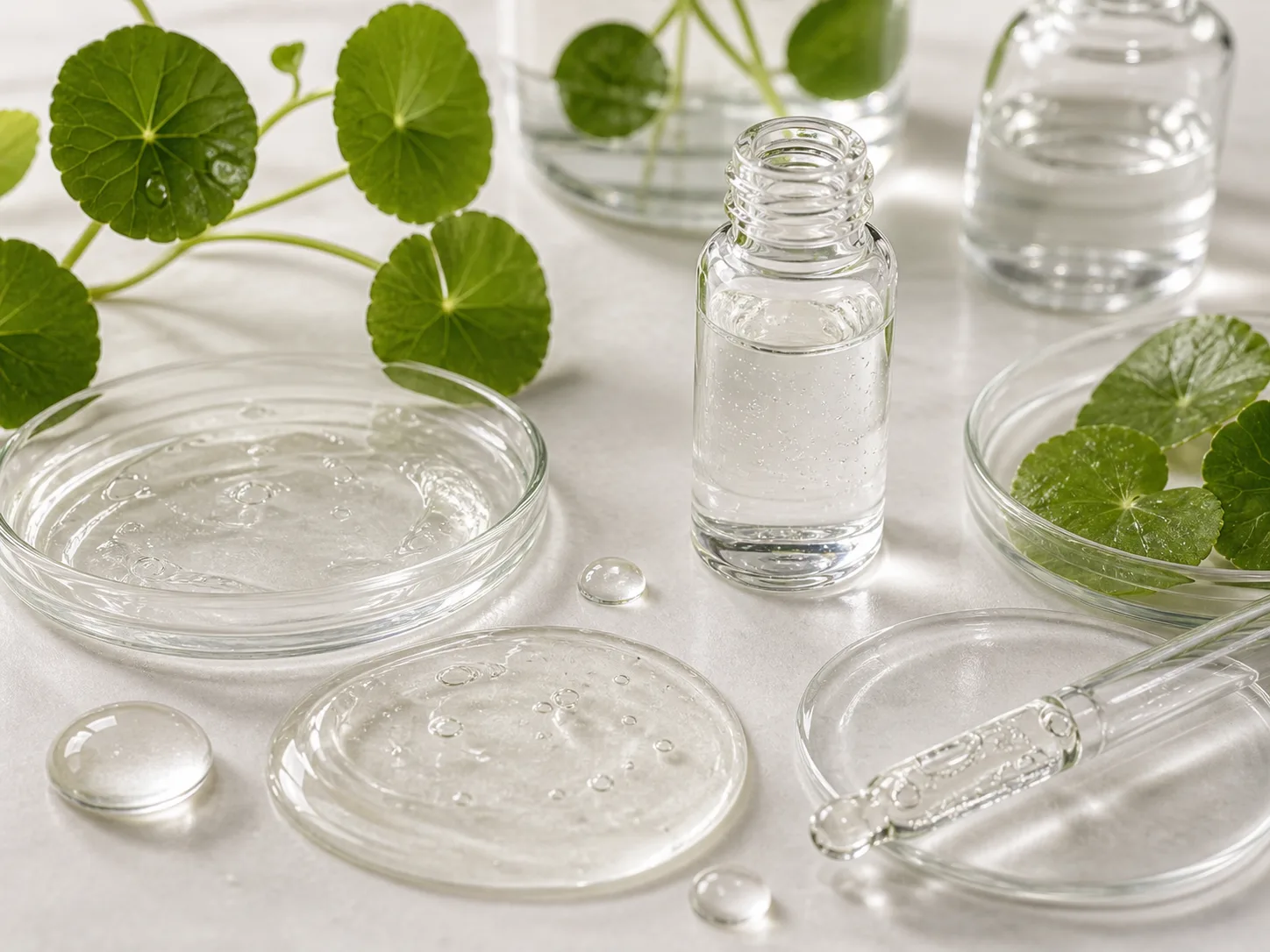 Centella Asiatica / Cica raw cosmetic material with formulation textures