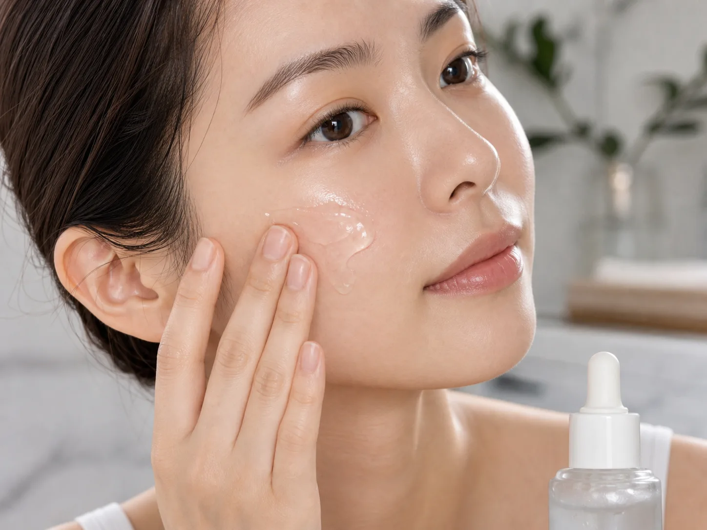 Hyaluronic Acid product texture being applied to skin