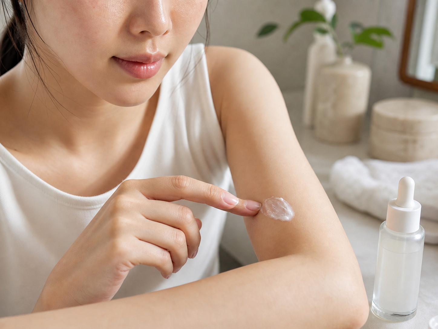 Azelaic Acid product texture being applied to skin