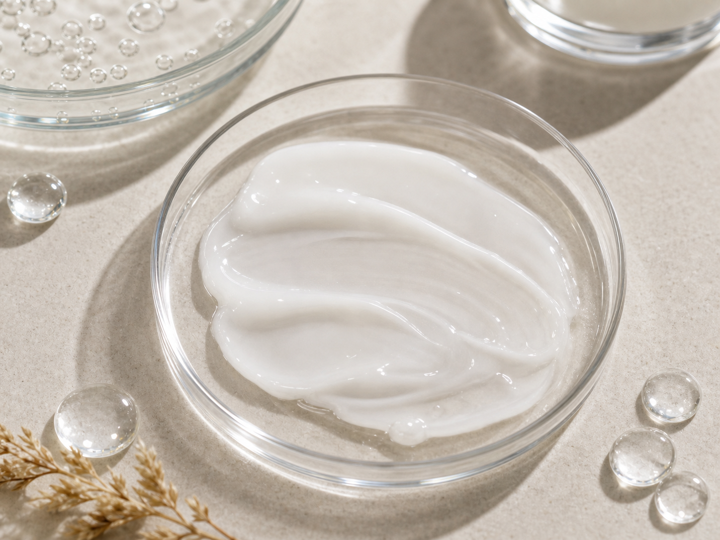 Ceramide NP 원료와 화장품 제형 질감을 보여주는 이미지