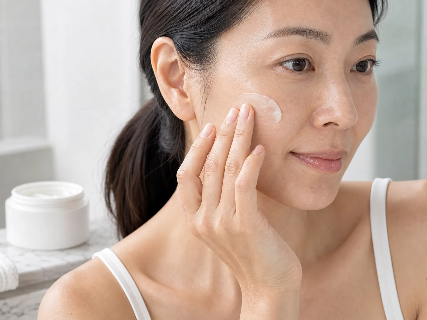 Sh-Oligopeptide-1 product texture being applied to skin