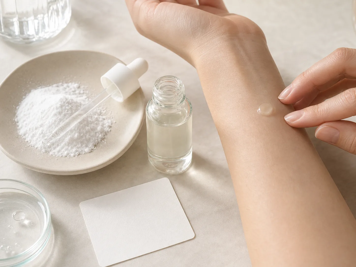 Niacinamide raw cosmetic material with formulation textures