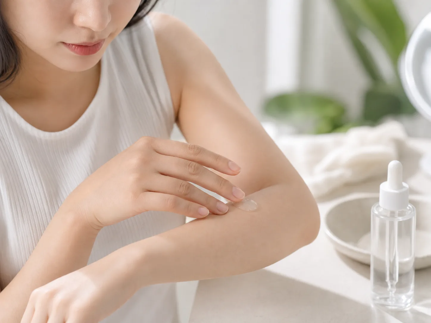 Niacinamide product texture being applied to skin