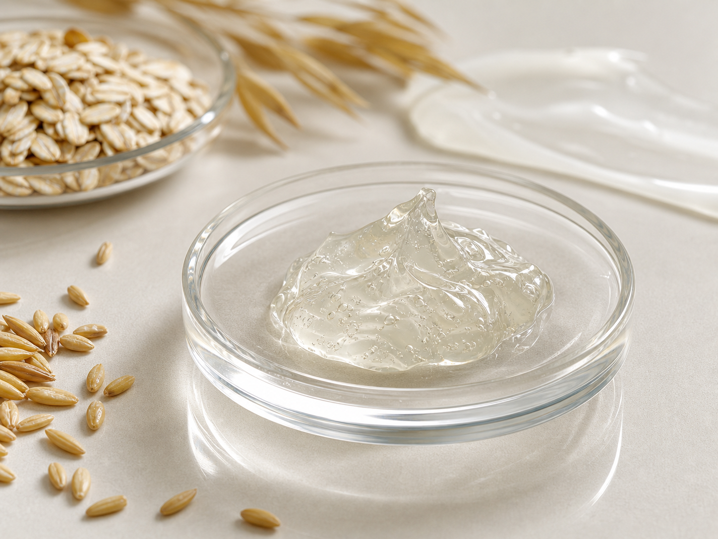 Beta-Glucan raw cosmetic material with formulation textures
