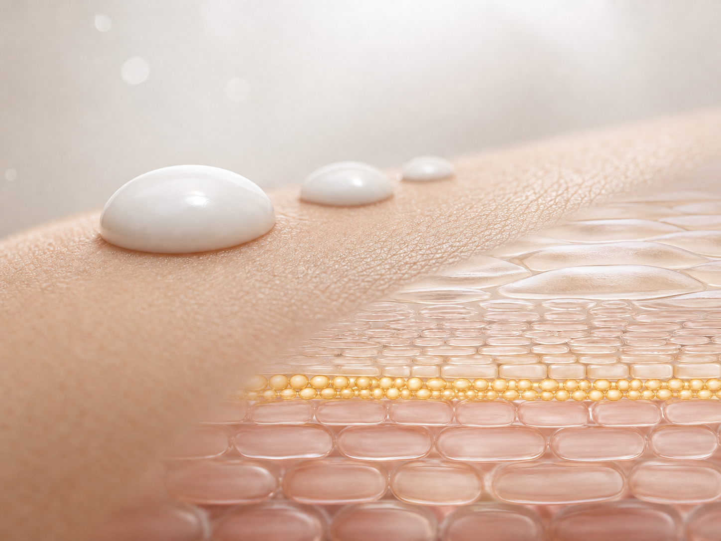 Ceramide NP과 피부층 흡수 및 장벽 맥락을 설명하는 이미지