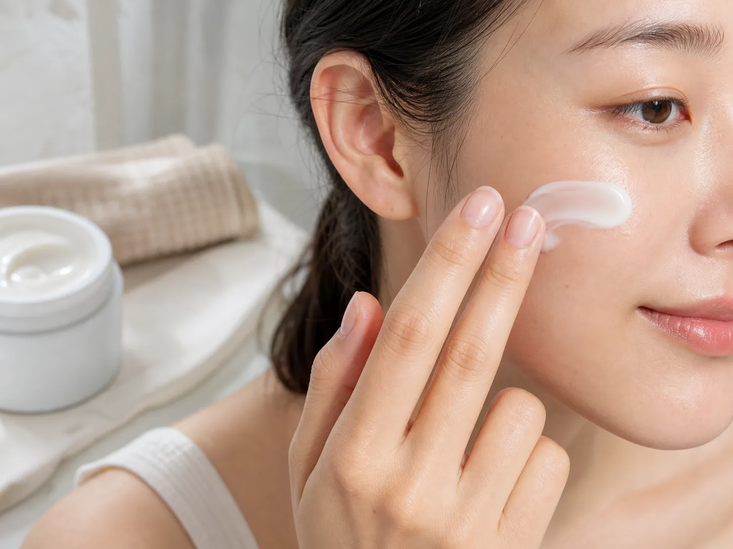 Ceramide NP product texture being applied to skin