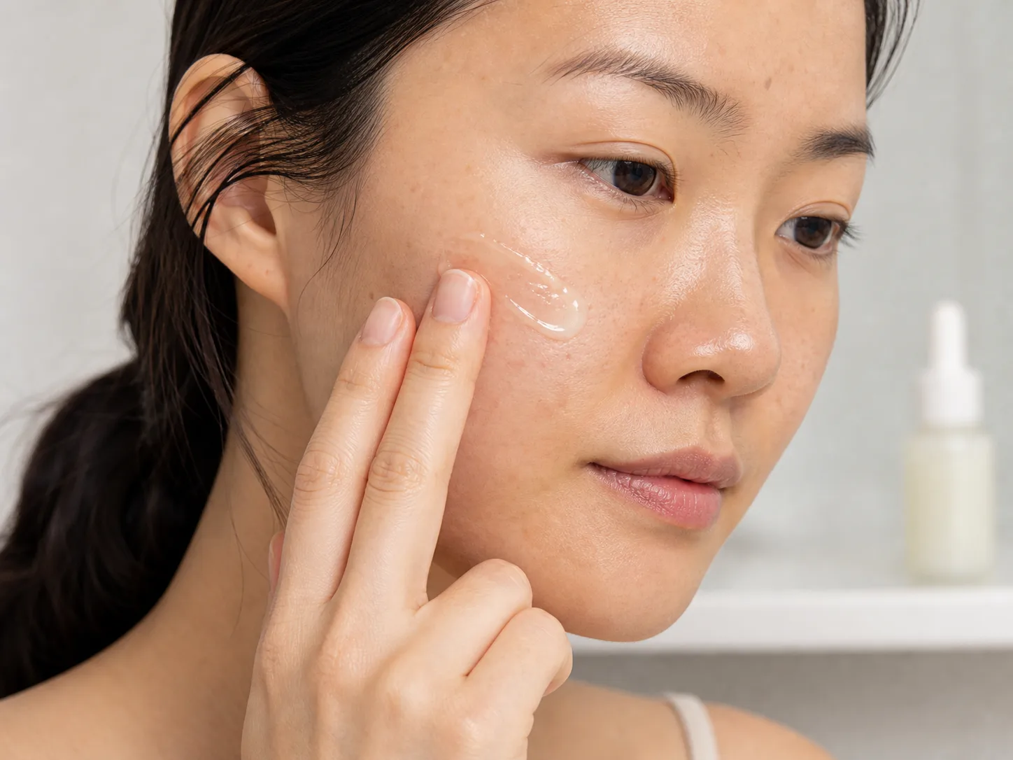 Glutathione product texture being applied to skin