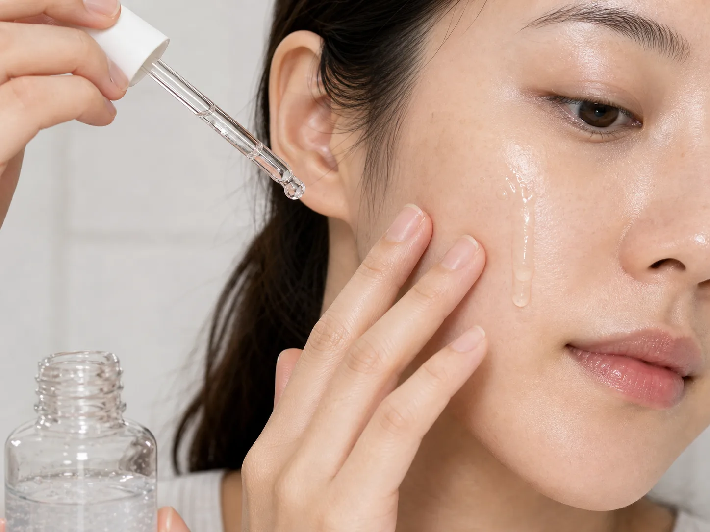Hyaluronic Acid product texture being applied to skin