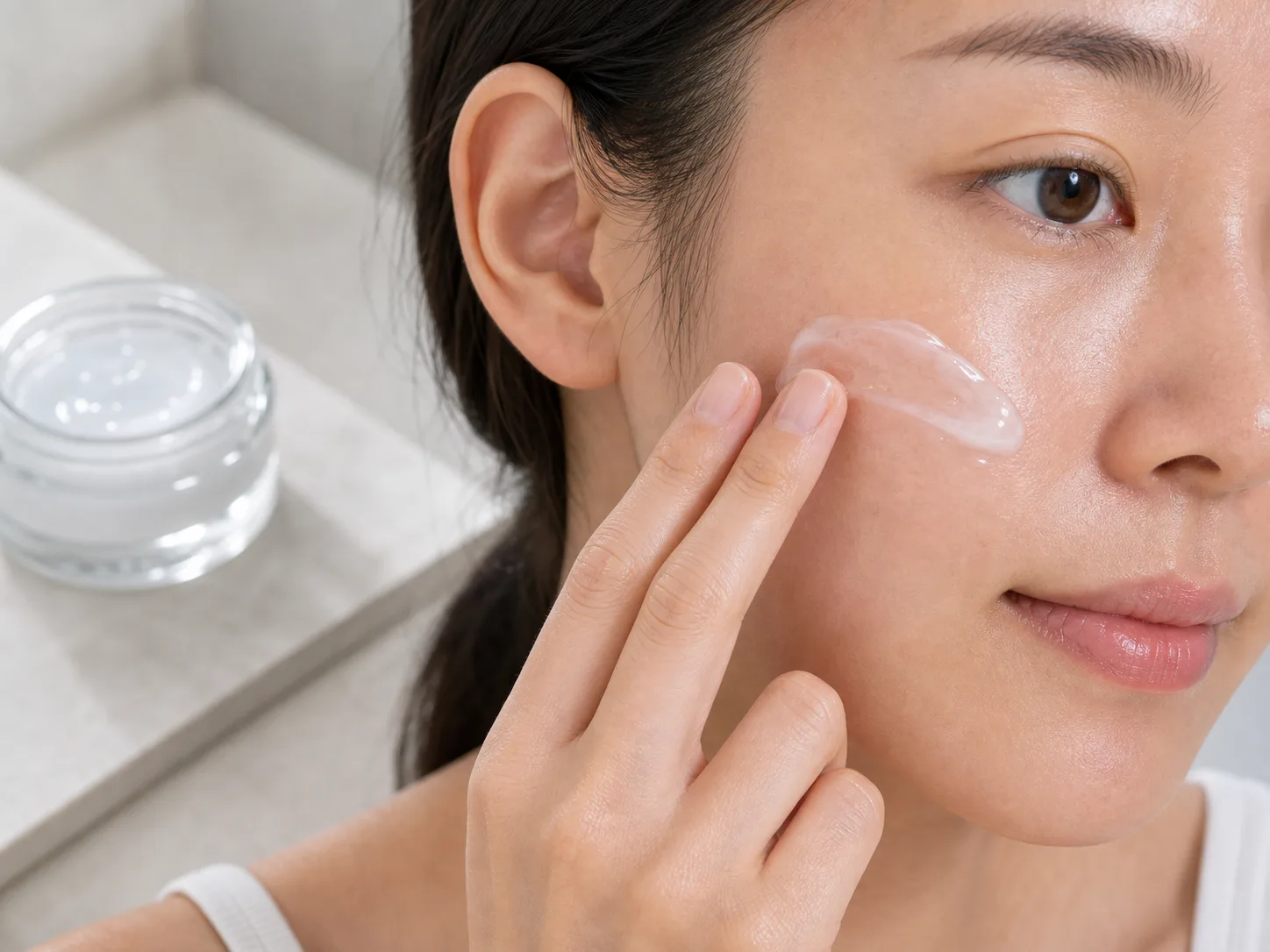 Hyaluronic Acid product texture being applied to skin