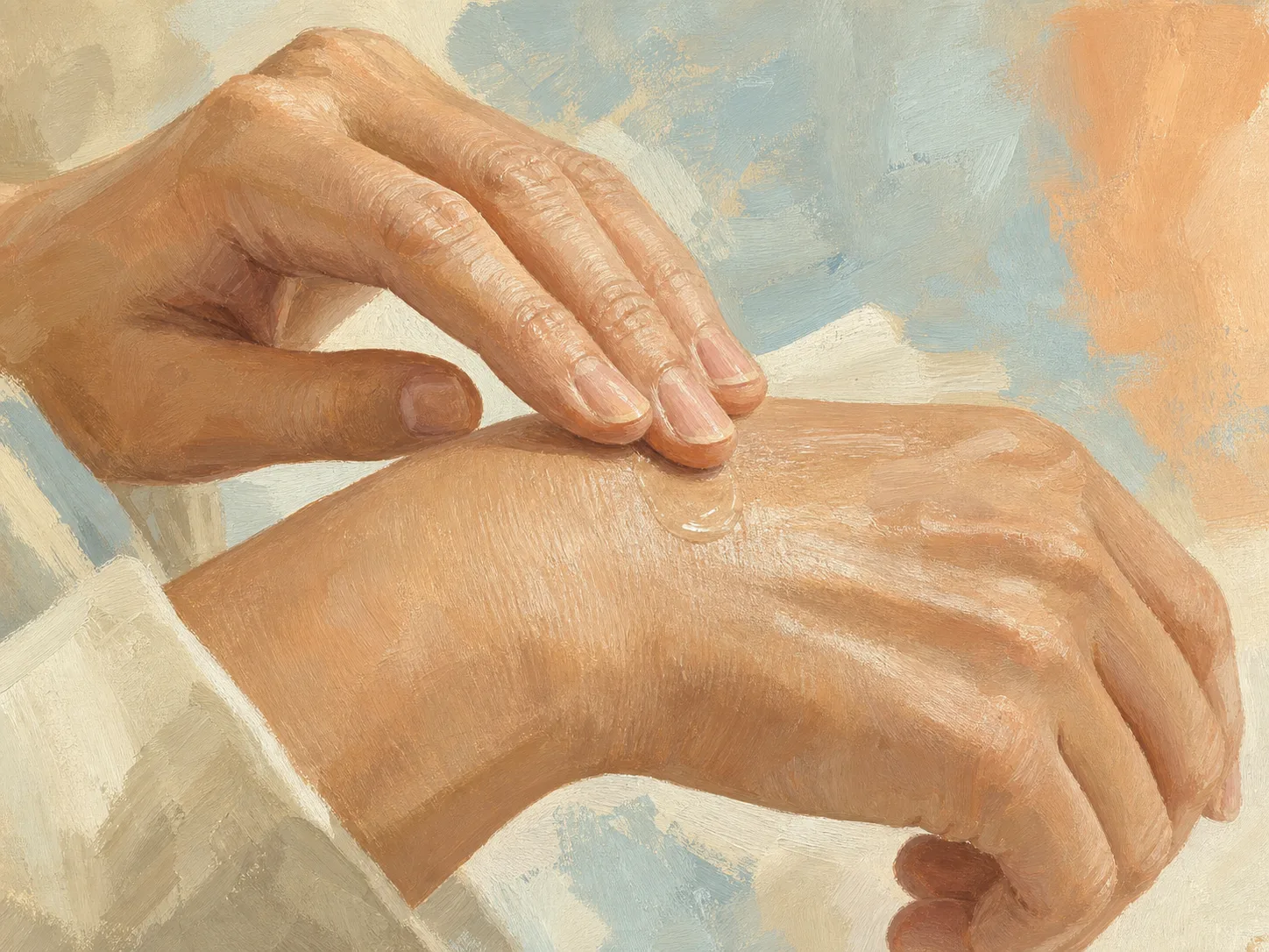 Acetyl Glucosamine product texture being applied to skin