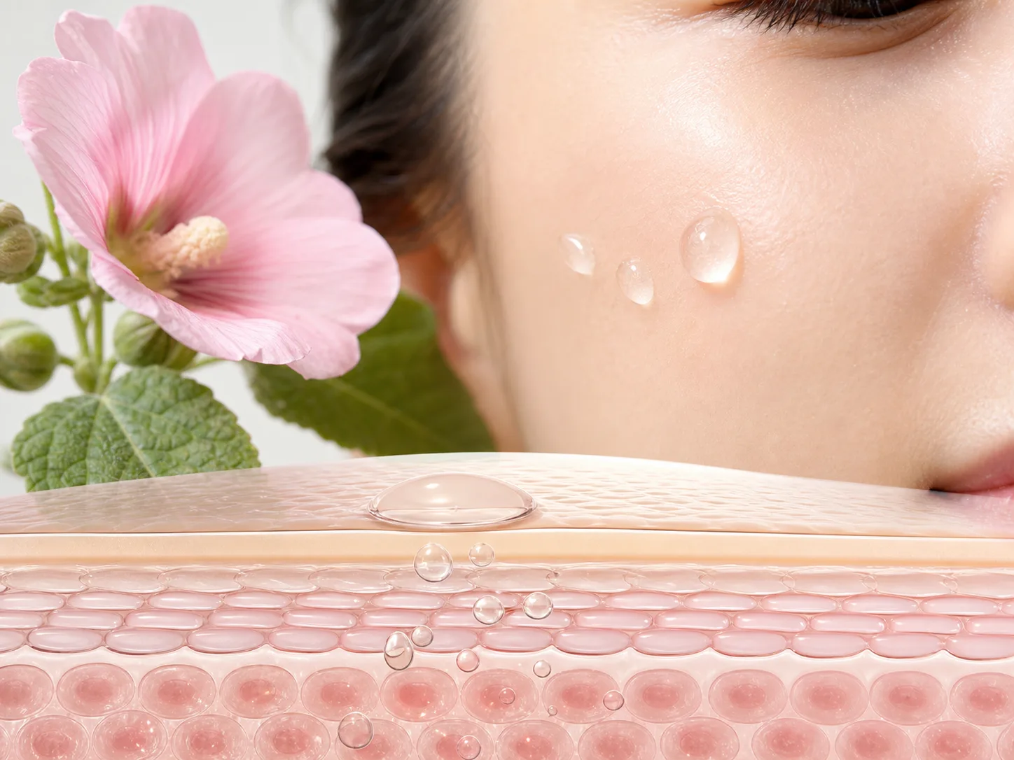 Althaea Rosea Flower Extract and a skin-layer absorption visual