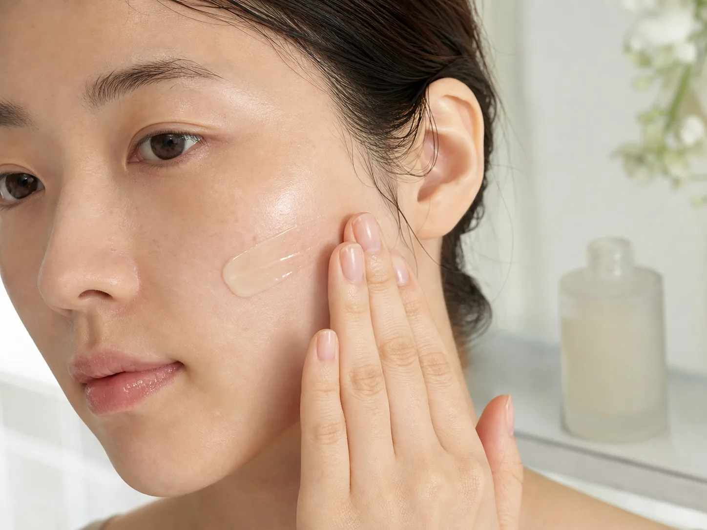 Chamomilla Recutita (Matricaria) Extract product texture being applied to skin