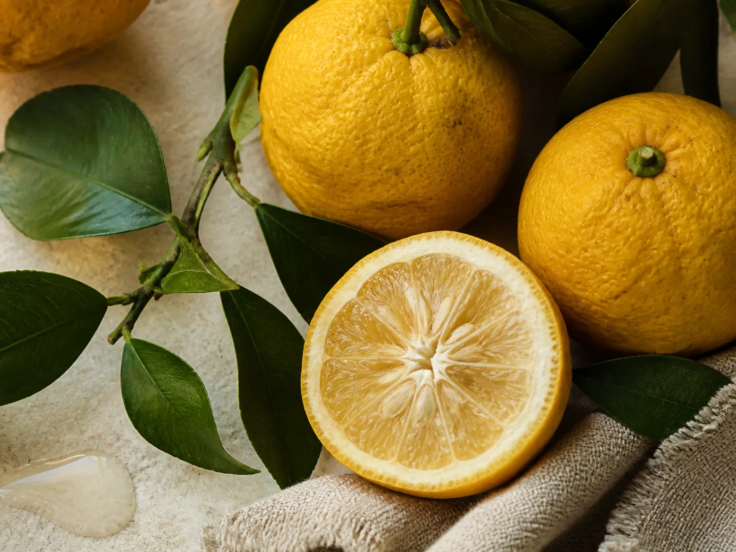 Citrus Junos Fruit Extract raw cosmetic material with formulation textures