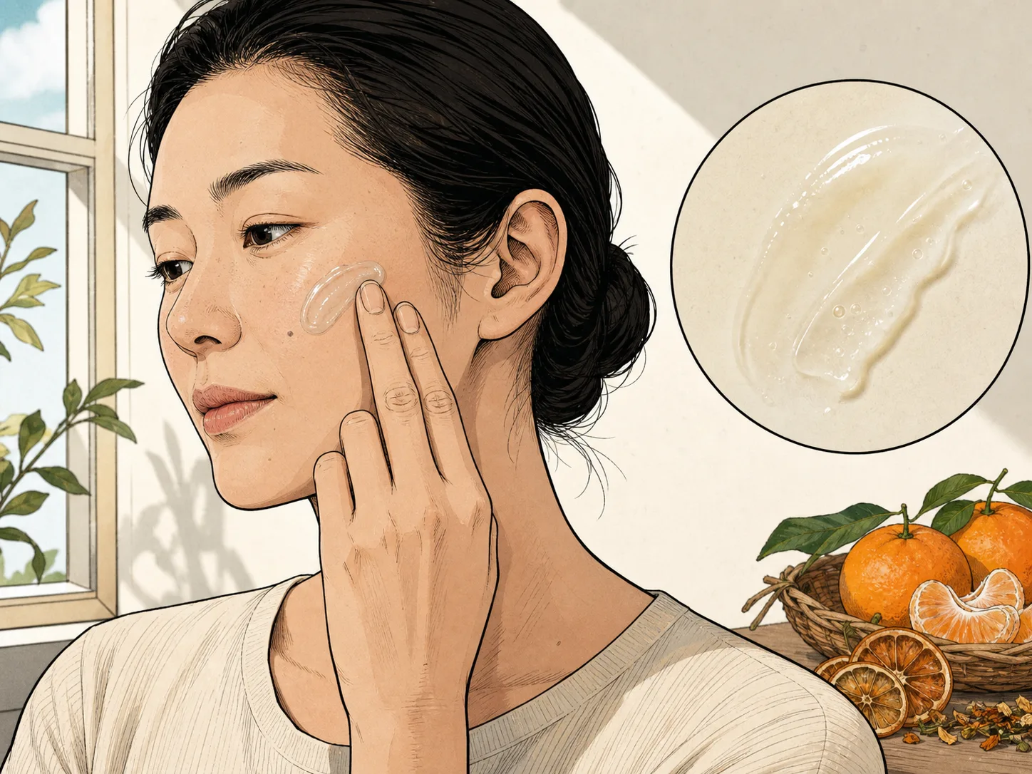 Citrus Tangerina (Tangerine) Extract 성분이 쓰이는 보습 제형 질감 이미지