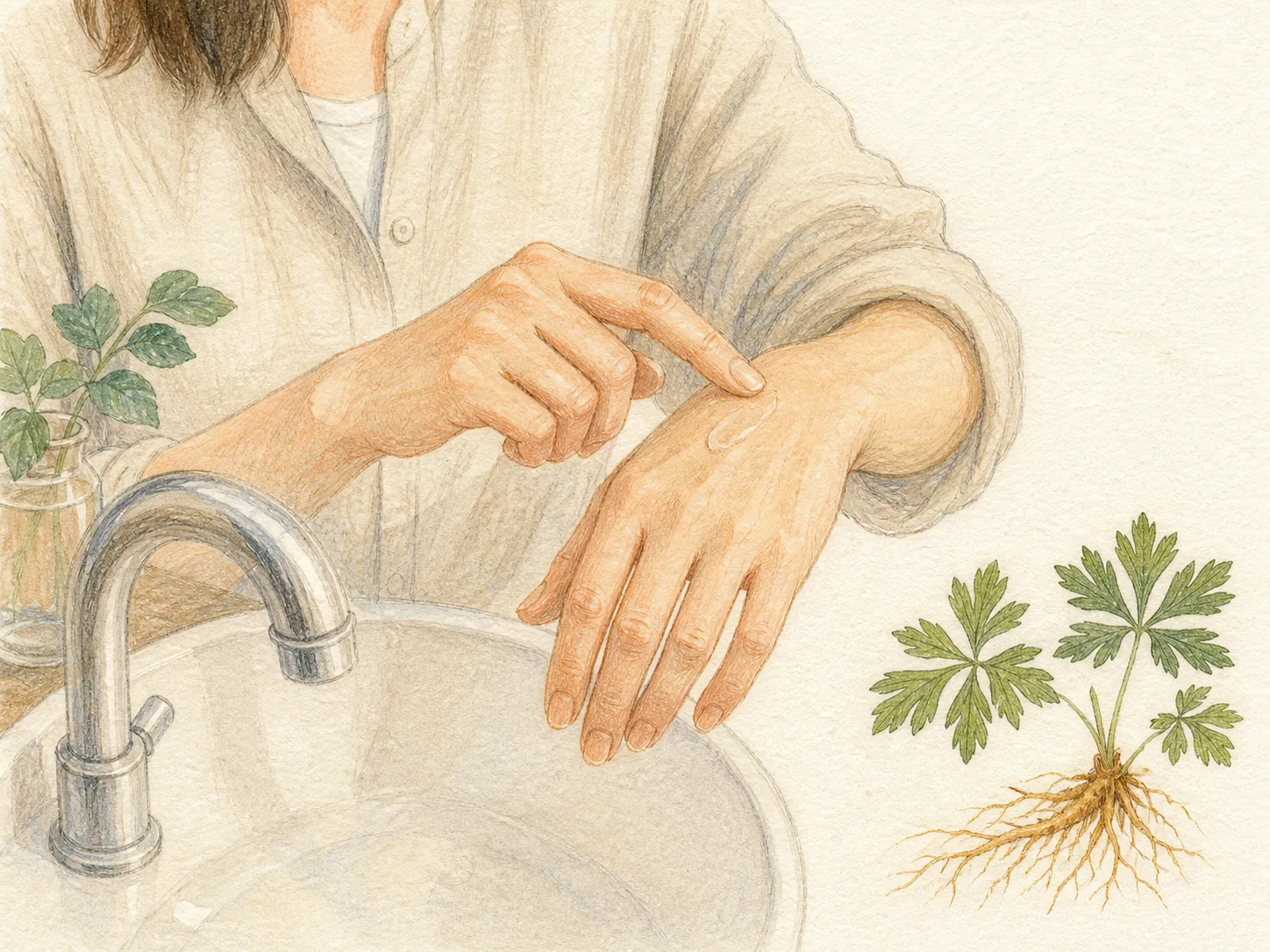 Coptis Japonica Root Extract product texture being applied to skin