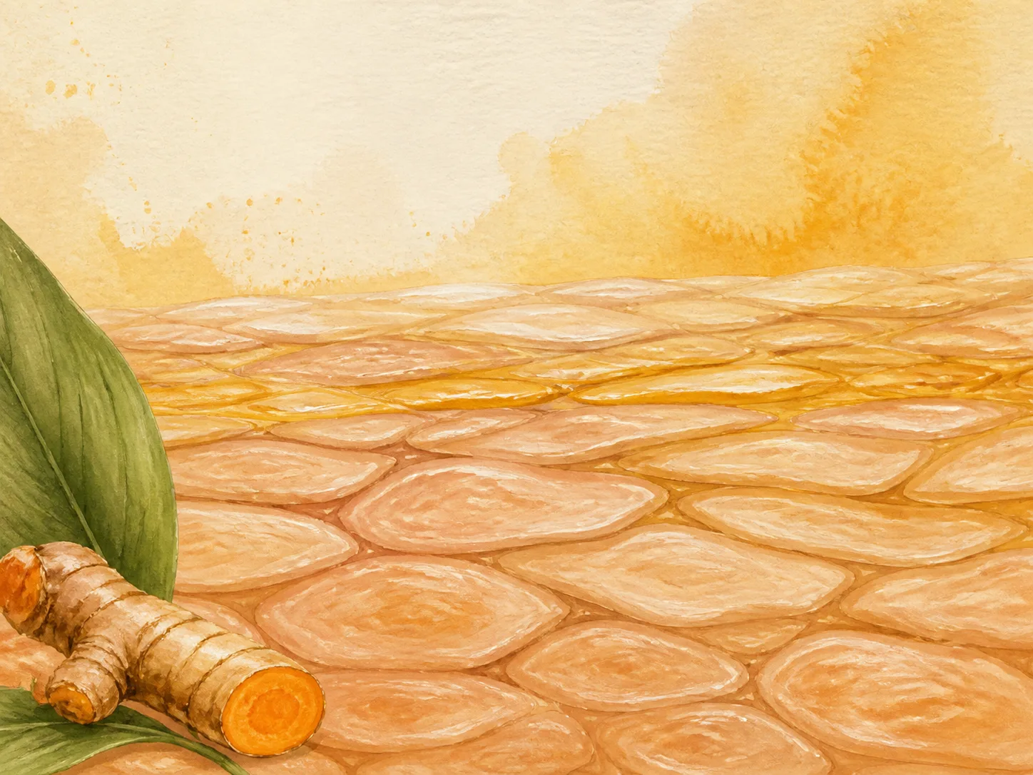 Curcuma Longa (Turmeric) Root Extract and a skin-layer absorption visual