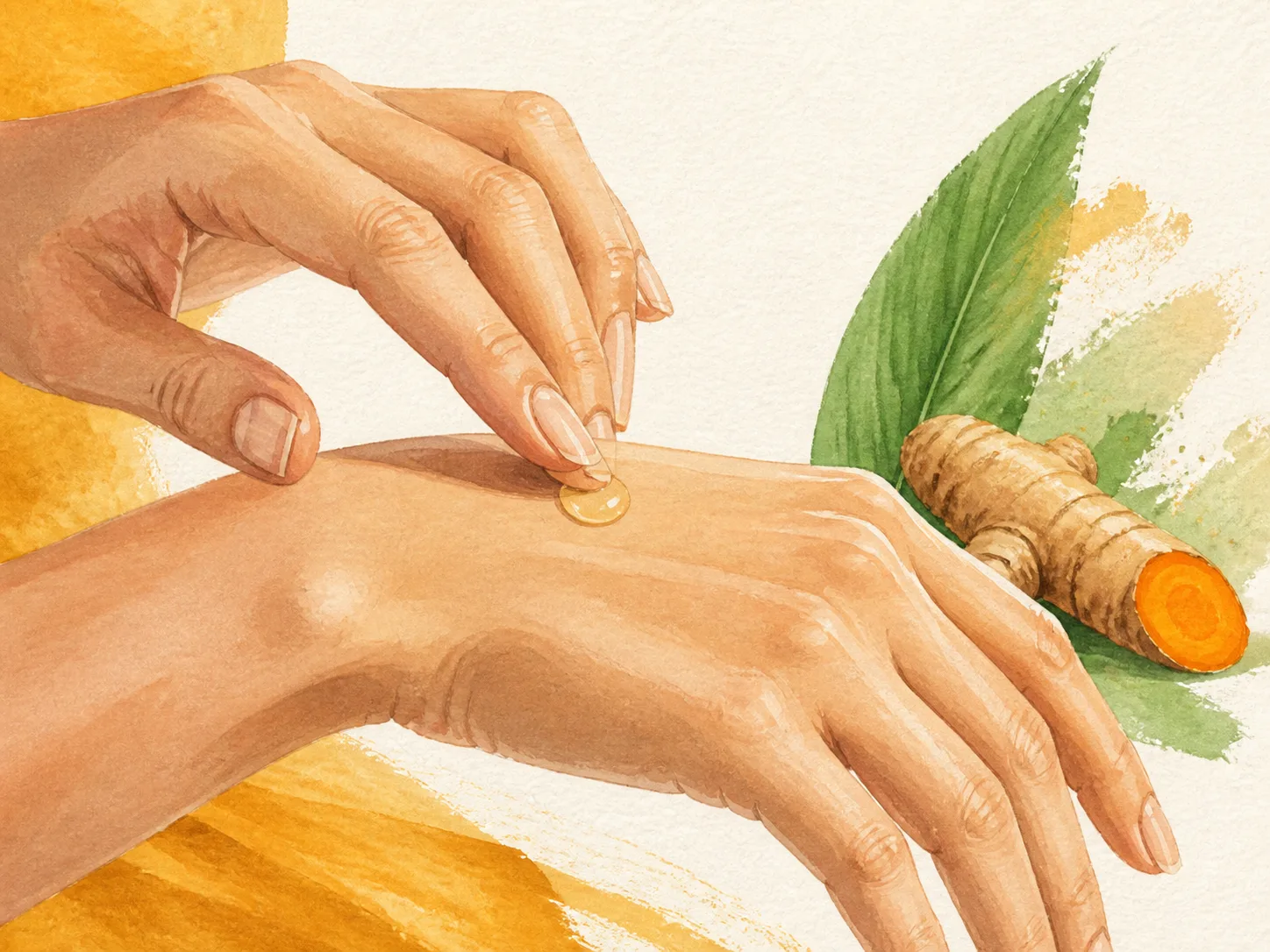 Curcuma Longa (Turmeric) Root Extract product texture being applied to skin