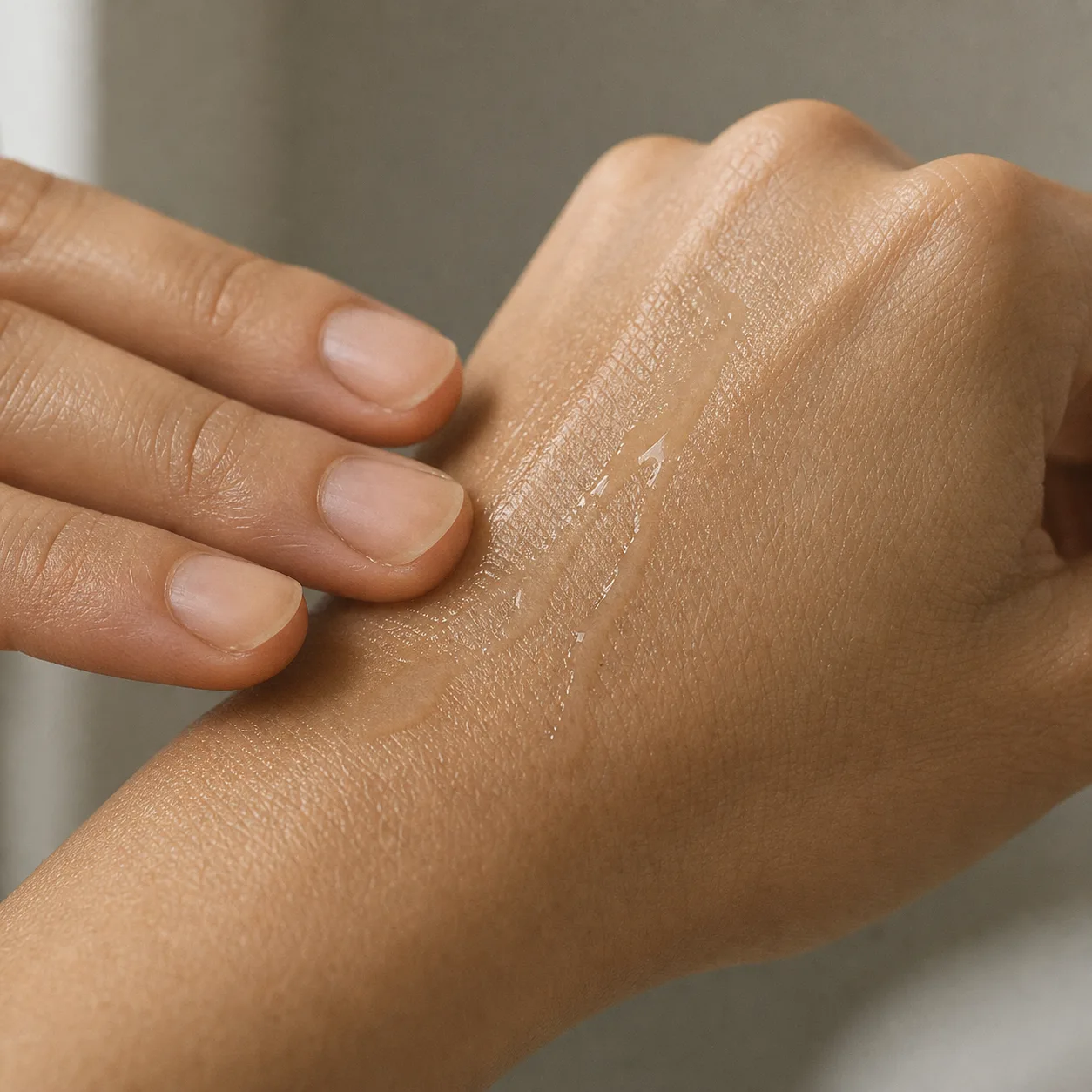 Gluconolactone product texture being applied to skin
