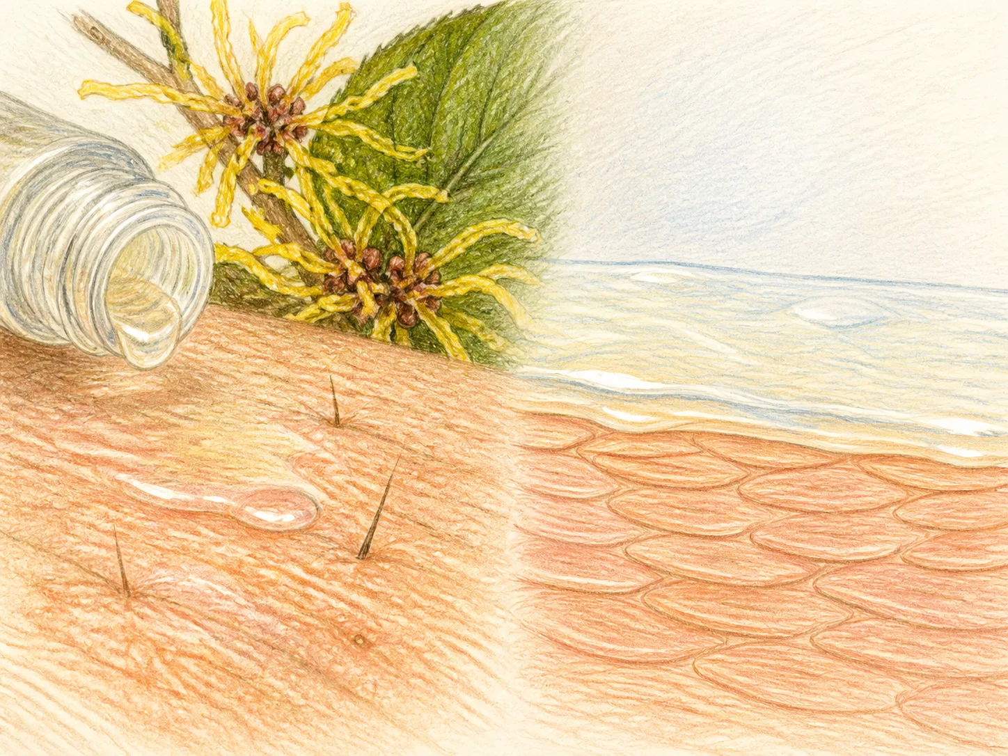 Hamamelis Virginiana (Witch Hazel) Extract and a skin-layer absorption visual