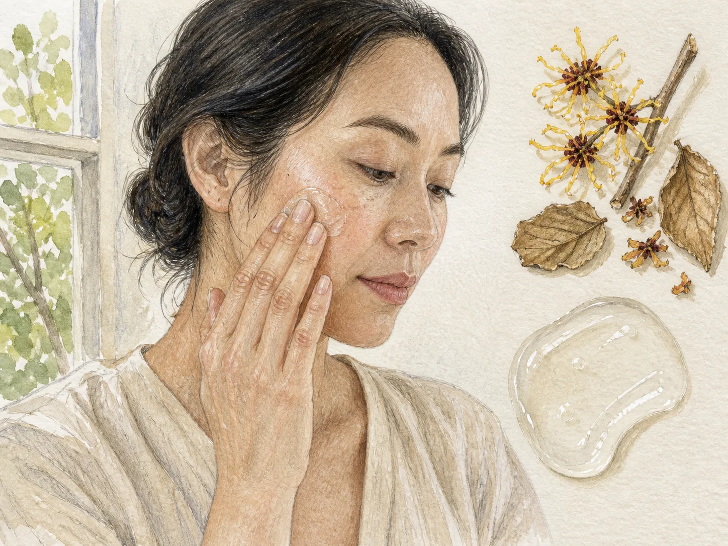 Hamamelis Virginiana (Witch Hazel) Extract product texture being applied to skin