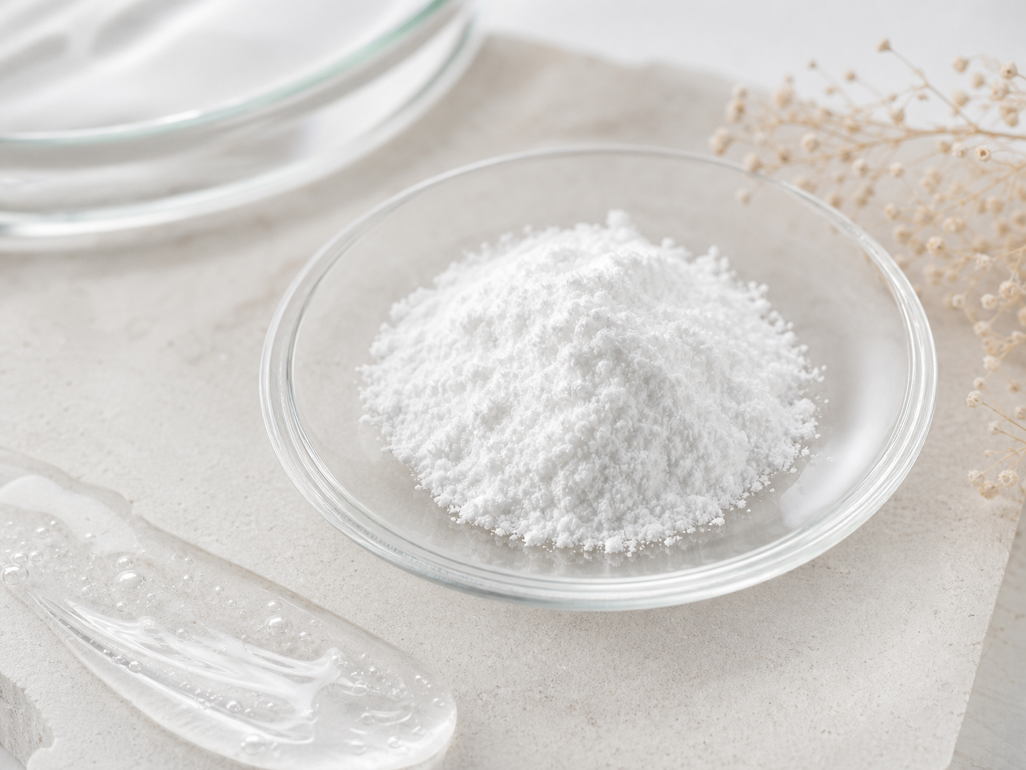 Hydroxyethyl Urea raw cosmetic material with formulation textures