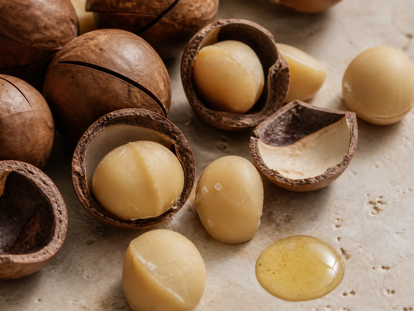 Macadamia Integrifolia Seed Oil raw cosmetic material with formulation textures