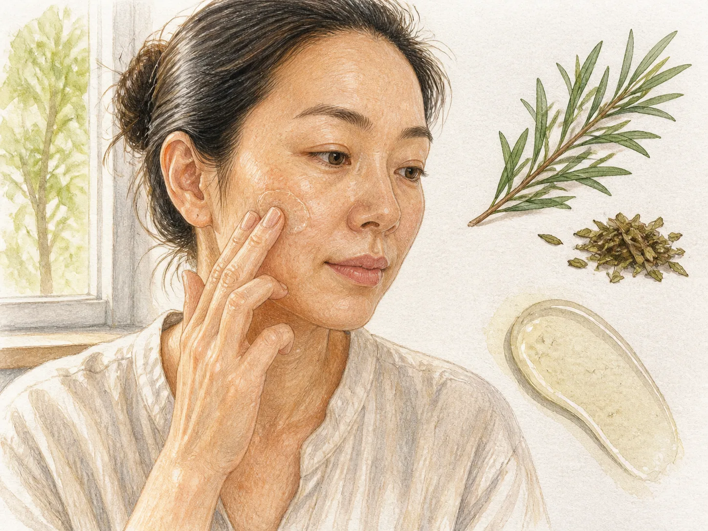 Melaleuca Alternifolia (Tea Tree) Extract product texture being applied to skin