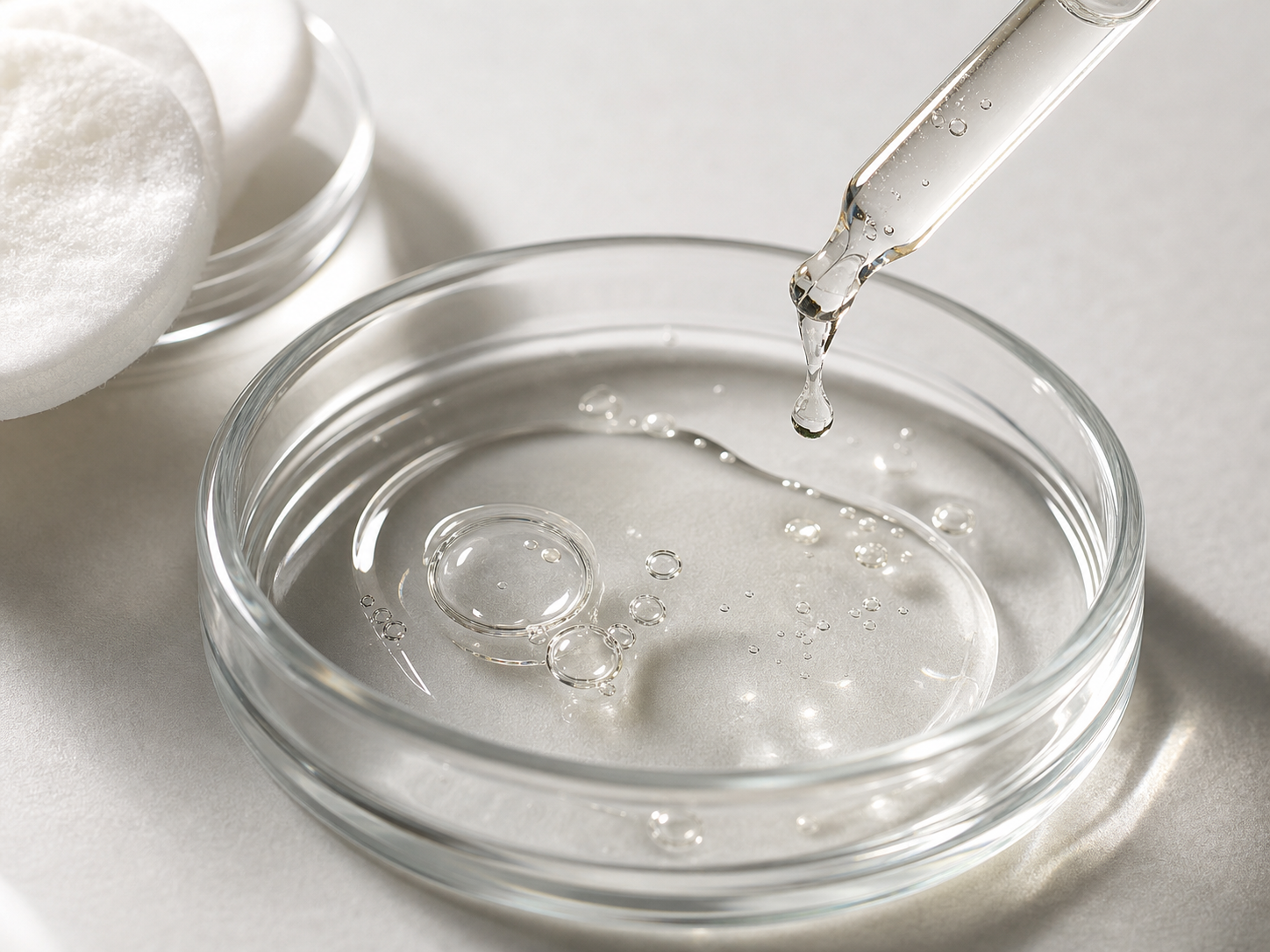 Oleic Acid 원료와 화장품 제형 질감을 보여주는 이미지