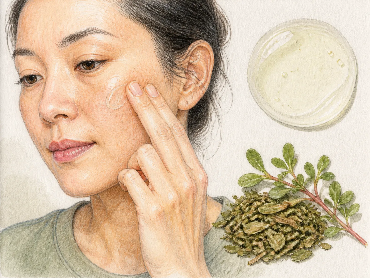 Portulaca Oleracea Extract product texture being applied to skin
