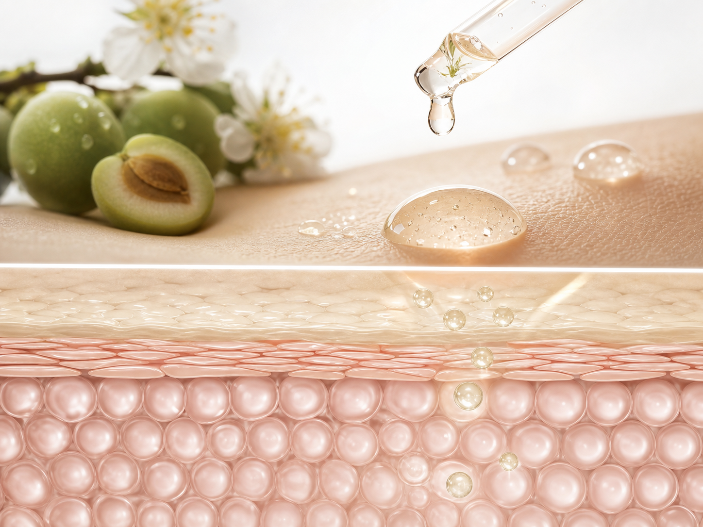 Prunus Mume Fruit Extract and a skin-layer absorption visual