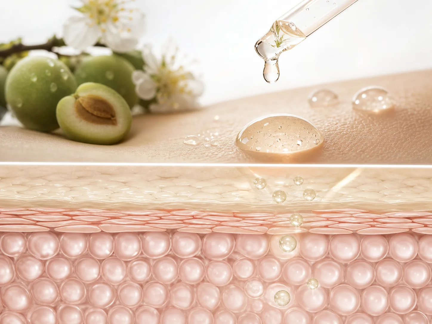 Prunus Mume Fruit Extract and a skin-layer absorption visual