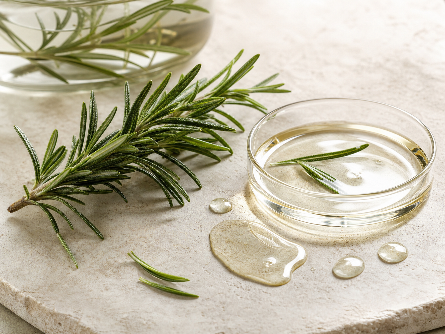 Rosmarinus Officinalis (Rosemary) Leaf Extract raw cosmetic material with formulation textures