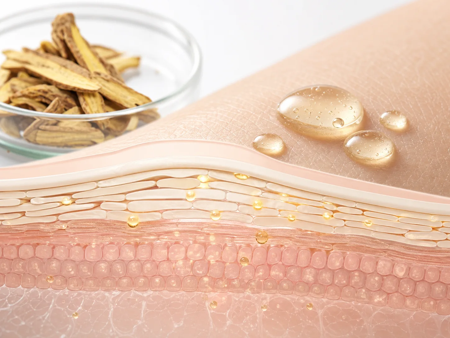 Scutellaria Baicalensis Root Extract and a skin-layer absorption visual