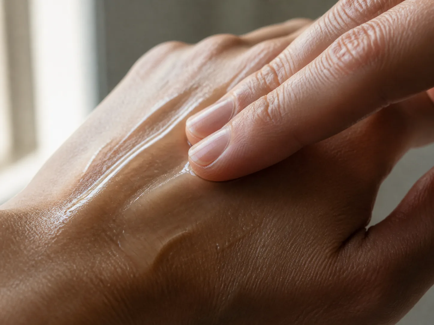 Simmondsia Chinensis (Jojoba) Seed Oil product texture being applied to skin