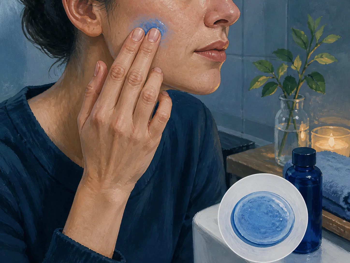 Sodium Guaiazulene Sulfonate product texture being applied to skin