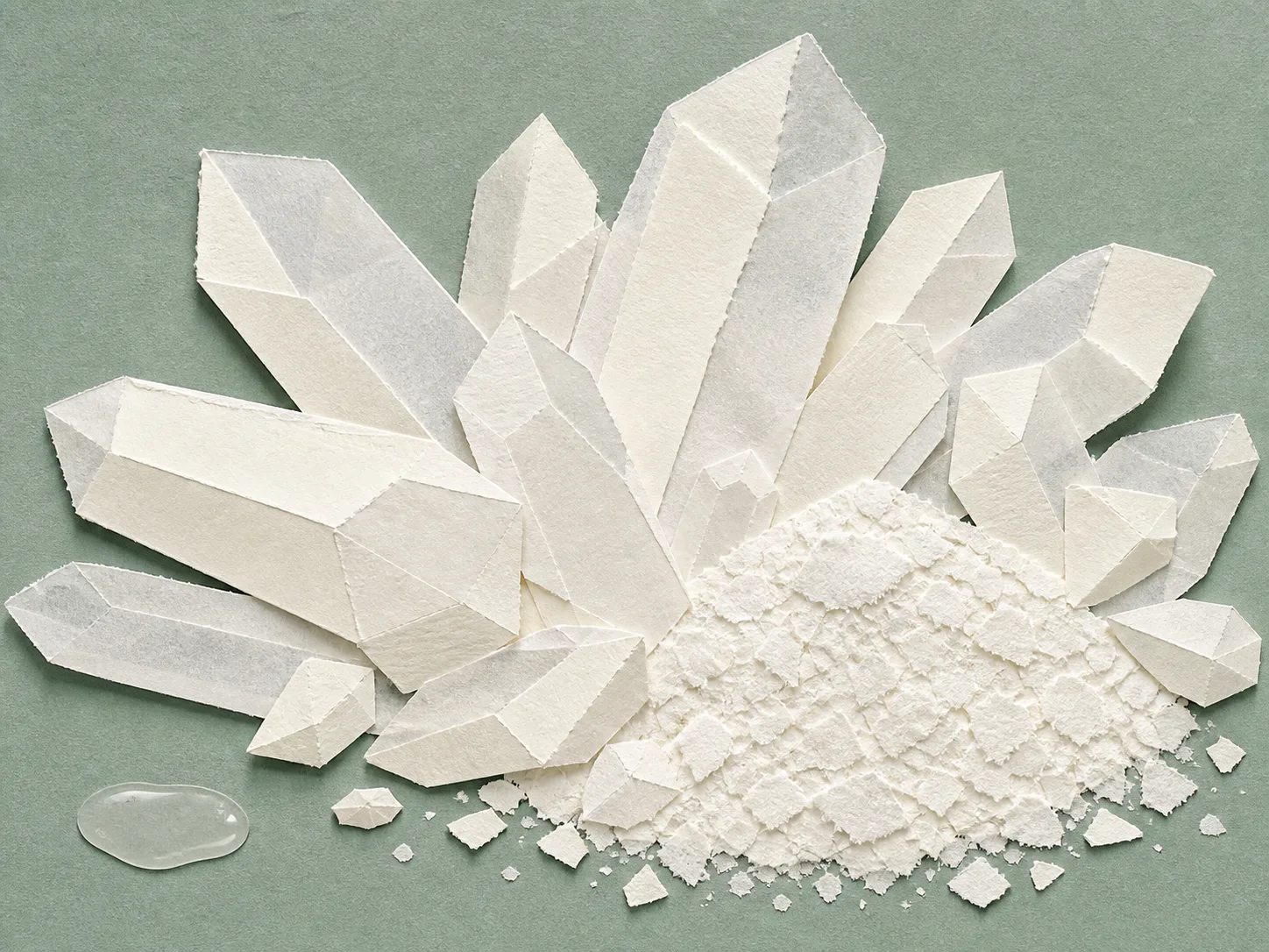 Succinic Acid raw cosmetic material with formulation textures