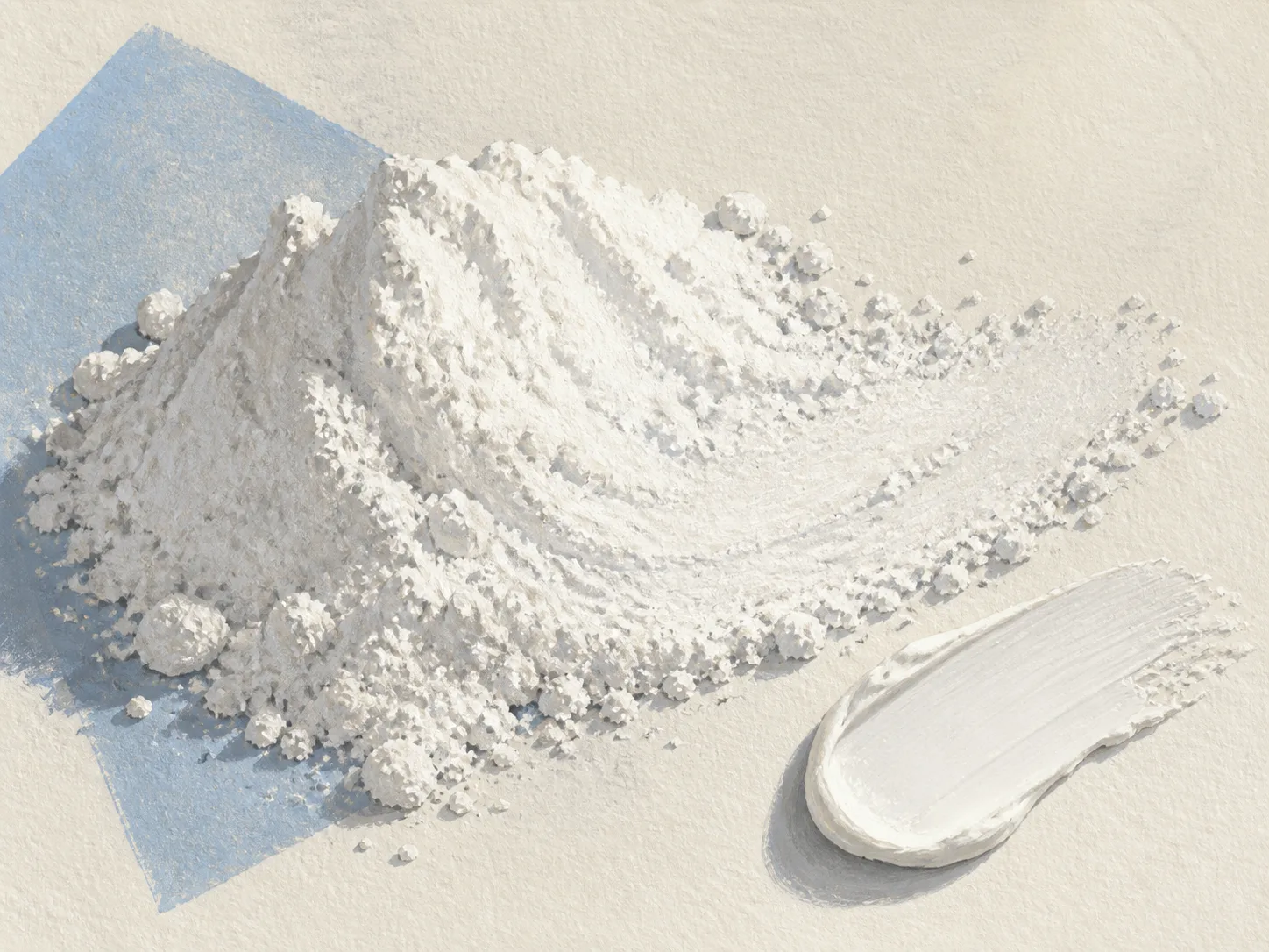 Titanium Dioxide raw cosmetic material with formulation textures