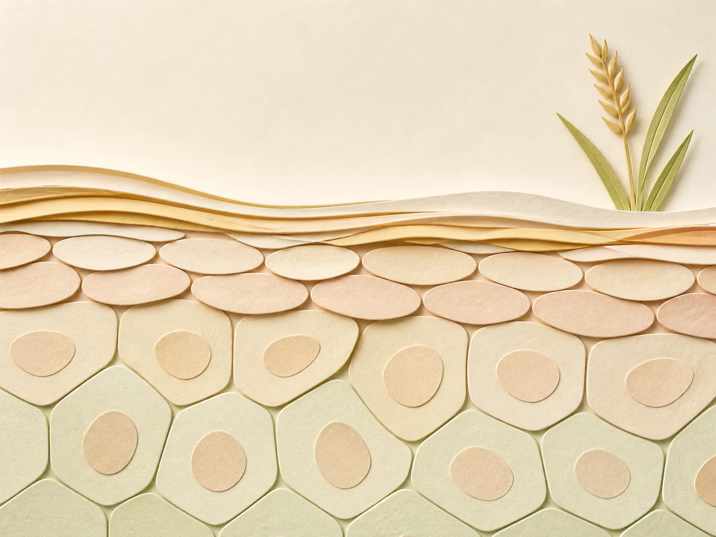 Triticum Vulgare (Wheat) Sprout Extract와 피부층 흡수 및 장벽 맥락을 설명하는 이미지