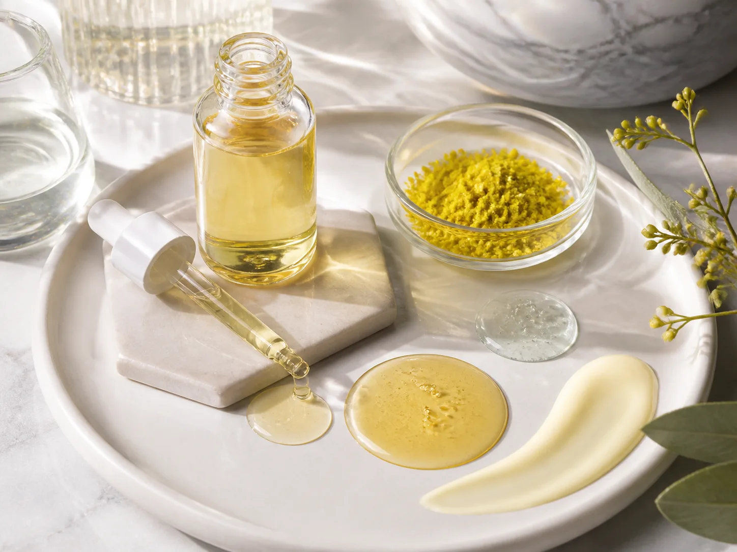 Retinol raw cosmetic material with formulation textures