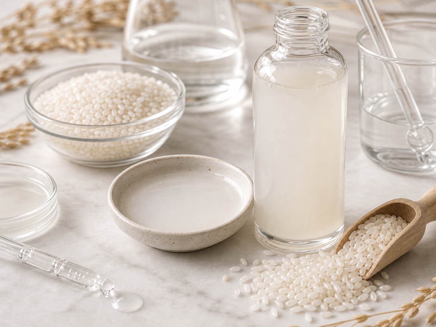 Rice Extract raw cosmetic material with formulation textures