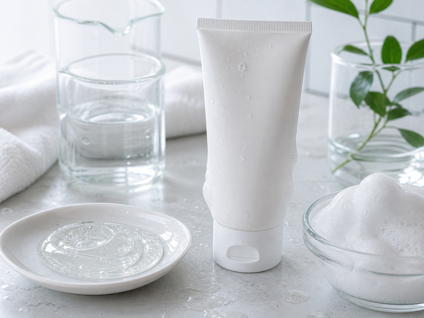 Salicylic Acid raw cosmetic material with formulation textures