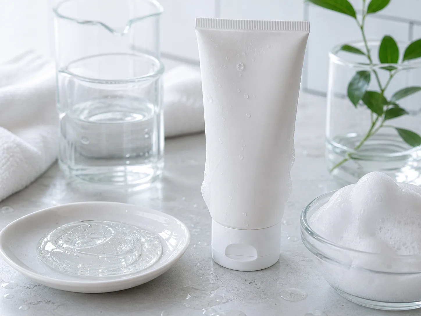Salicylic Acid raw cosmetic material with formulation textures