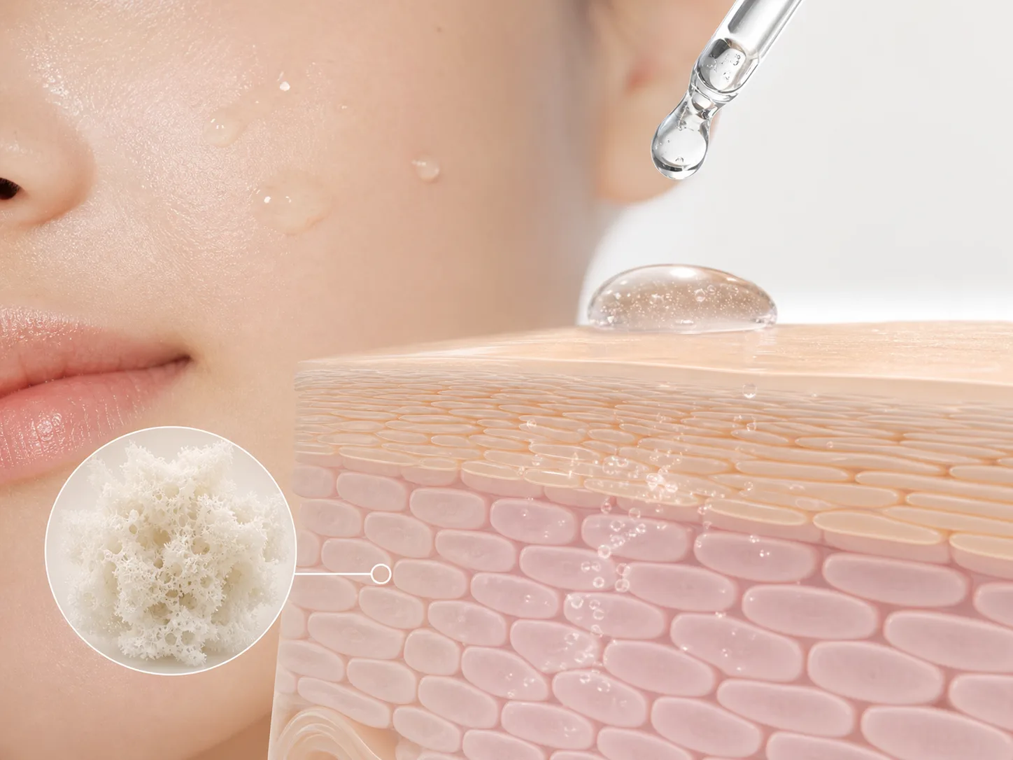 Hydrolyzed Sponge and a skin-layer absorption visual