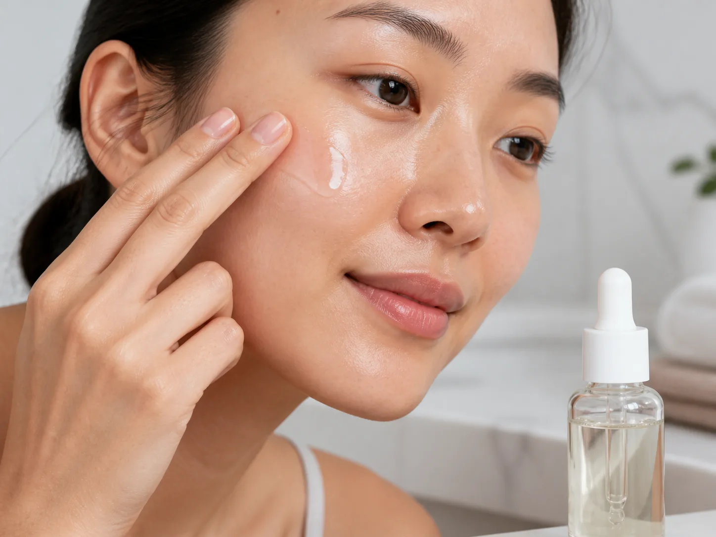 Squalane product texture being applied to skin